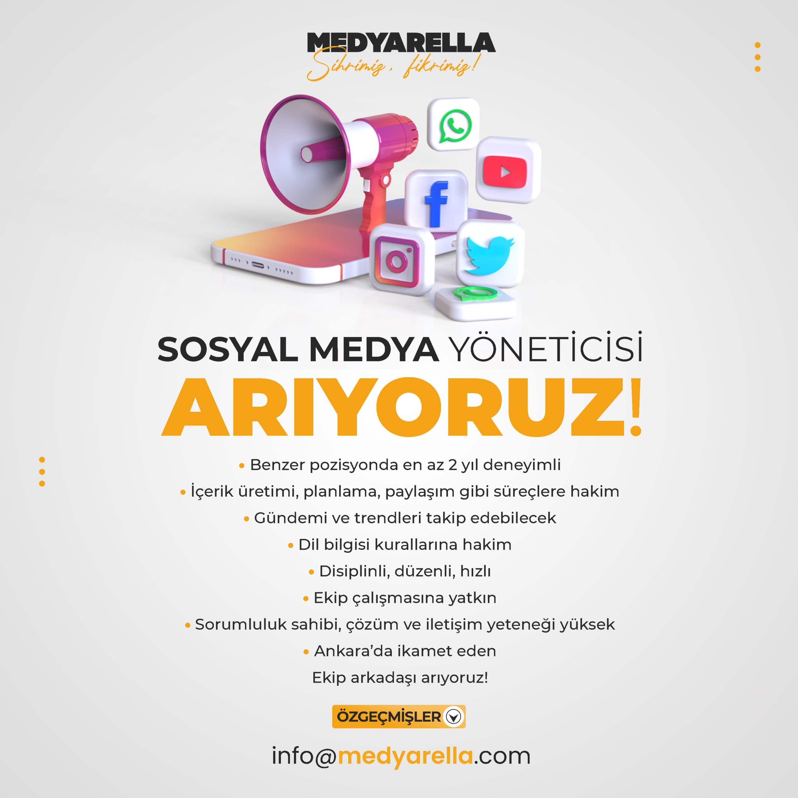 SOSYAL MEDYA YÖNETİCİSİ ARIYORUZ