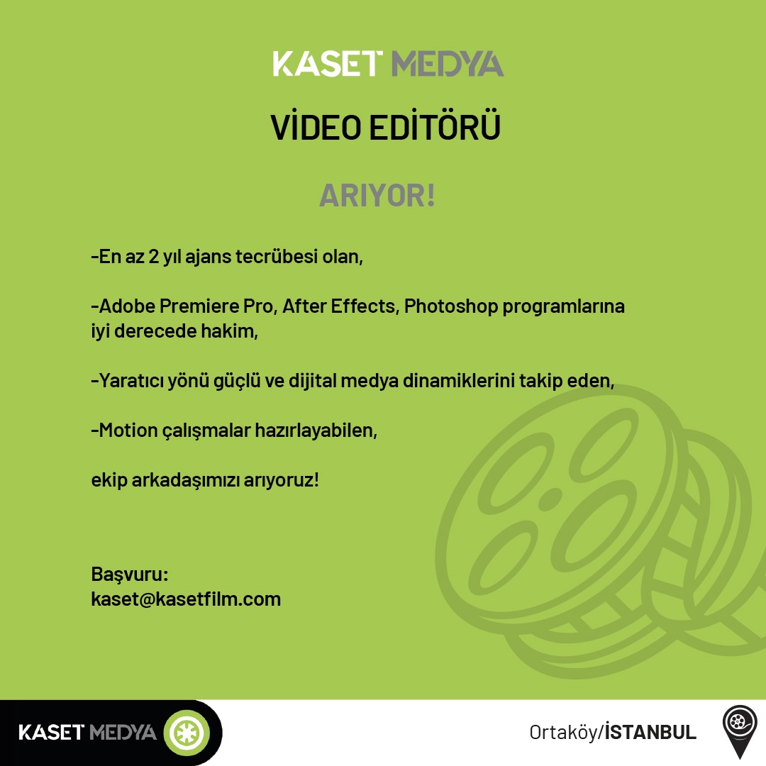 Kaset Medya Video Editörü İlan Görseli